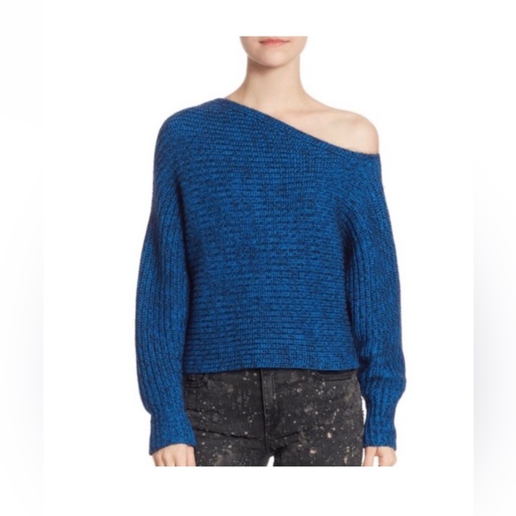 T by Alexander Wang Asymmetrical Knit Blue & Black Sweater - Picture 2 of 5